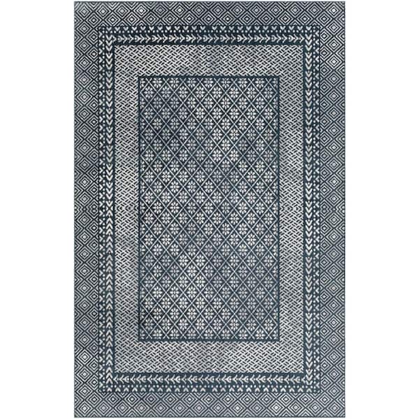 Livabliss Silvera Navy 5 ft. x 7 ft. Indoor Machine-Washable Area Rug