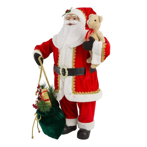 Home Accents Holiday 3 ft Santa With Present Bag and Bear D78 