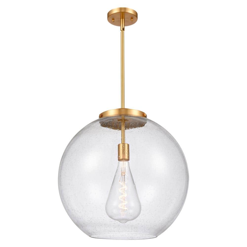 Athens 60-Watt 1-Light Satin Gold Shaded Mini Pendant Light with Seedy Glass price history on PriceWatchPro