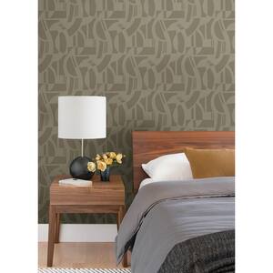 Carter Light Brown Geometric Flock Wallpaper Sample