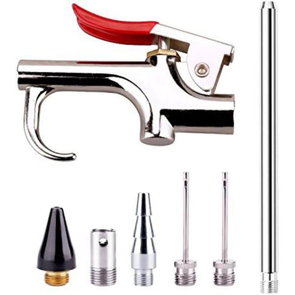 7 Pieces Metal Air Blow Gun Accessory Kit with 5 Nozzles Adjustable ...