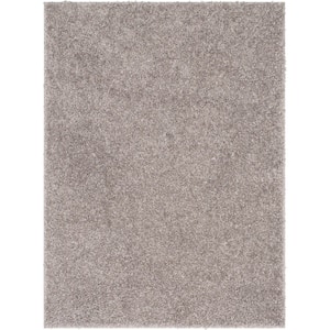 Elle Basics Emerson Solid Shag Beige/Grey 3 ft. 11 in. x 5 ft. 3 in. Area Rug