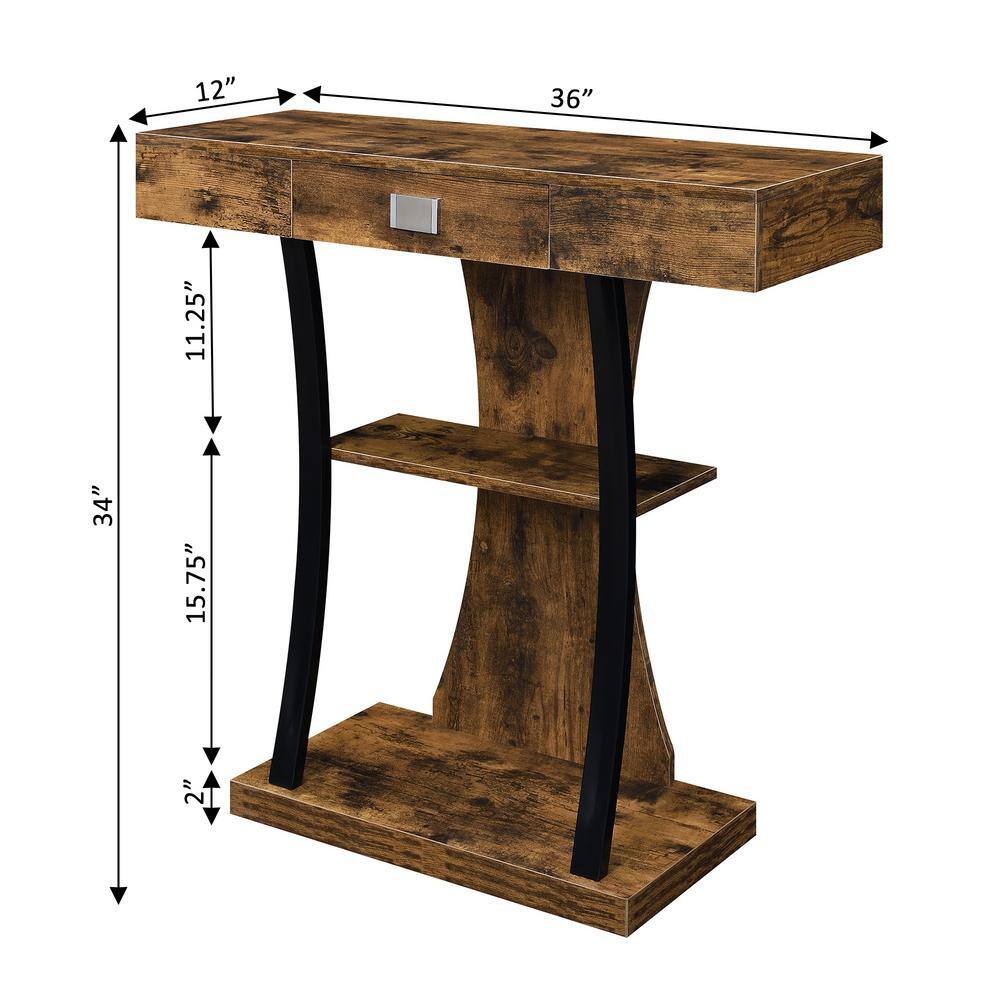 Barnwood Black Urban Storage Console Table with Drawer & Shelves