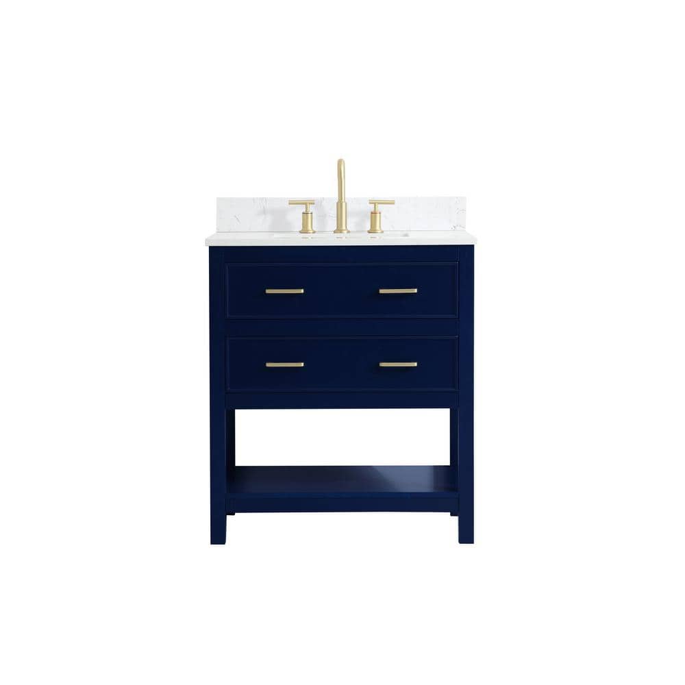 Timeless 30 in. W Single Bath Vanity in Blue with Engineered Stone Vanity T