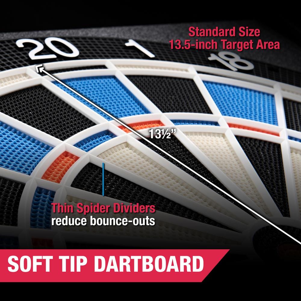 Elmhurst Smart Dartboard Cabinet with Digital Scorekeeping and Soft Tip Darts