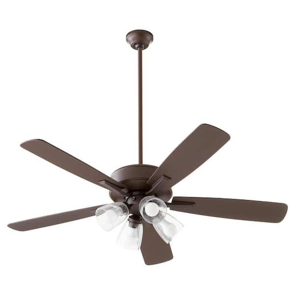 quorum Ovation 52 in. 5 Blade Fan 4-Light 7-Watt Medium- Clear Seeded Glass-Oiled Bronze