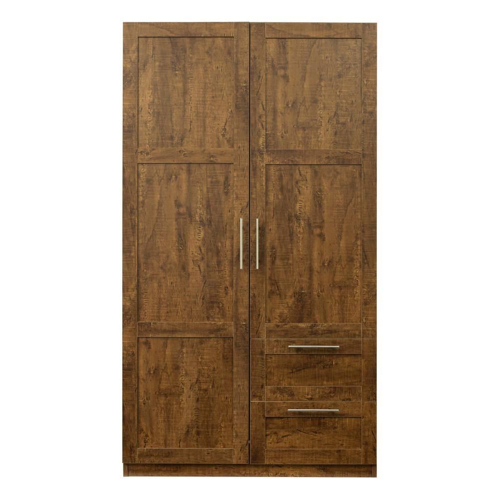39.37 in. W x 19.49 in. D x 70.87 in. H Walnut Brown Kitchen Linen Cabinet 