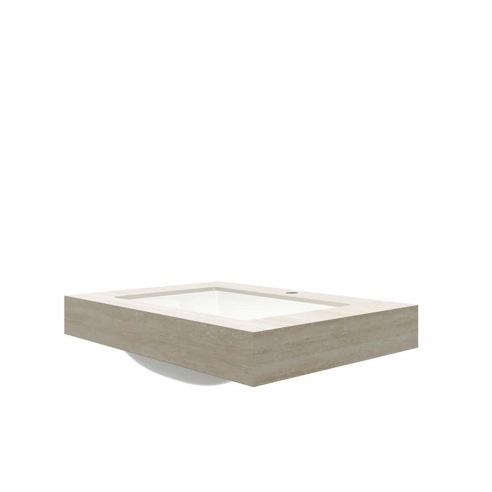 30 in. 19 in. Drop-In Bathroom Sink in Beige with Sintered Stone Countertop and Ceramic Basin with Pre-Drilled Faucet price history on PriceWatchPro