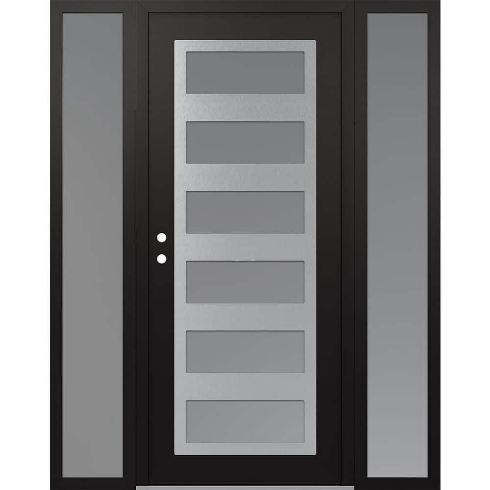 C9 64 in. x 80 in. Silver P Right-Hand/Inswing Frosted Glass Black/White 2 Sidelite Steel Prehung Front Door price history on PriceWatchPro