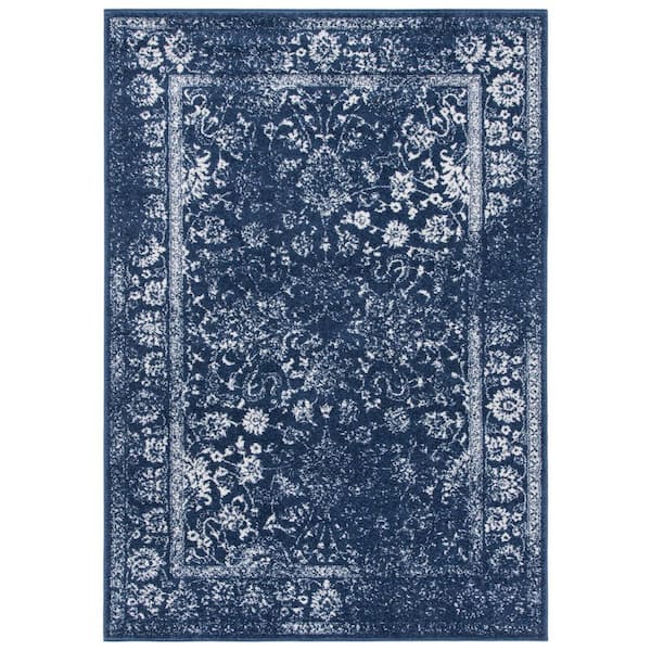 SAFAVIEH Adirondack Navy/Ivory 3 ft. x 4 ft. Border Distressed Area Rug