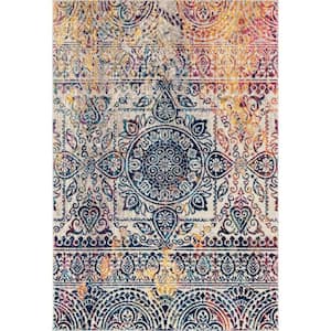 Manhattan Multi-Colored 5 ft. 3 in. x 7 ft. 6 in. Global Medallion Area Rug