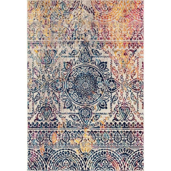 Amer Rugs Mandisa Multi-Colored 7 ft. 9 in. x 11 ft. Global Medallion Area Rug