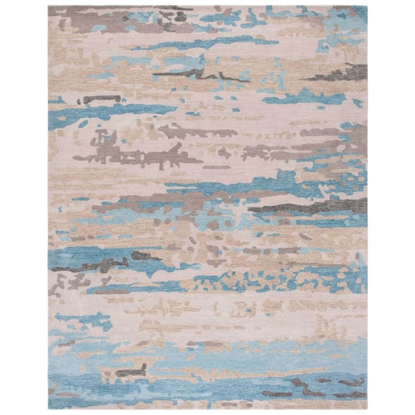 Soho 8 ft. x 10 ft. Beige/Blue Marble Area Rug
