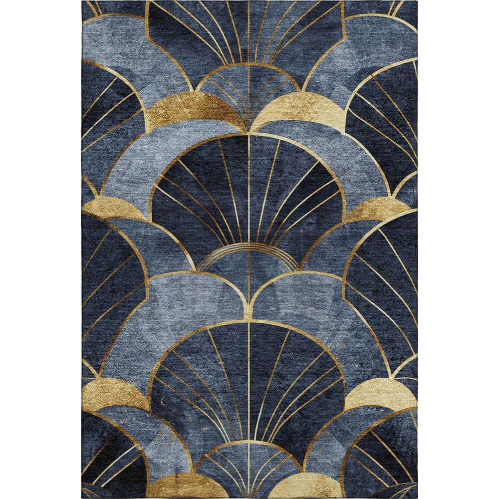 Mayfield Premium Machine Washable Abstract AMF2221 Navy 3 ft. x 5 ft. Area Rug price history on PriceWatchPro