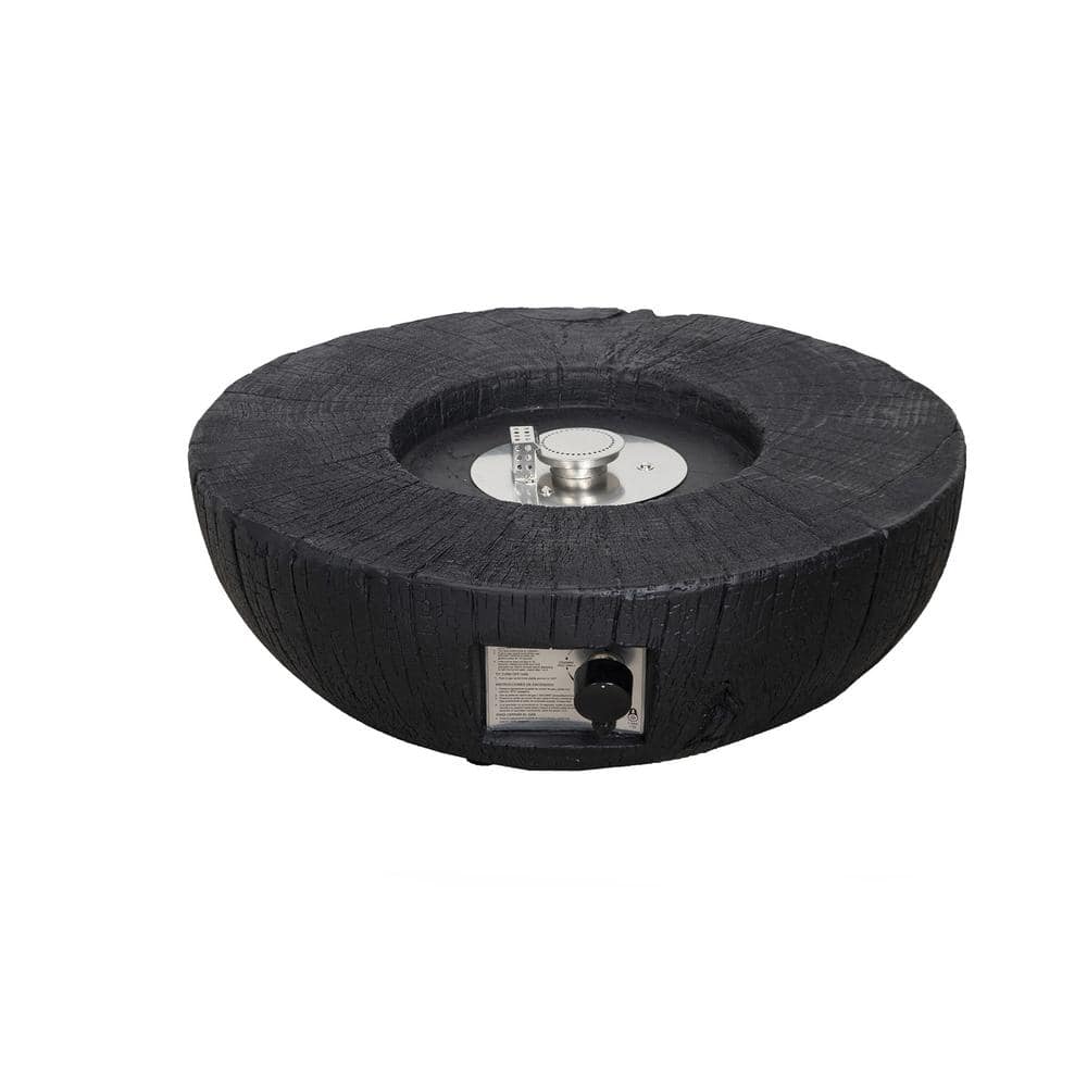 28 in. 30,000 BTU Ore Powder in Black Exterior Faux Stone Propane Fire Pit