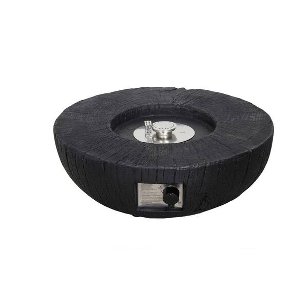 Unbranded 28 in. 30,000 BTU Ore Powder in Black Exterior Faux Stone Propane Fire Pit