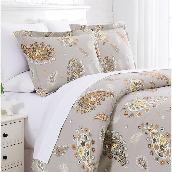 Southshore Fine Living Perfect Paisley Easy Care 4-Piece ultra-soft Sheet  Set White-Coral Queen