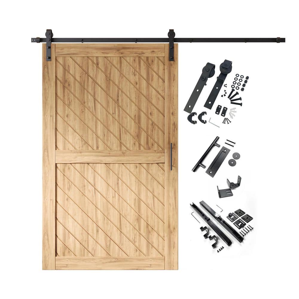 XT2 50 in. x 80 in. C-Panel Unfinished Slanted Stripe Design Solid Pine Wood Sliding Barn Door with Hardware Kit price history on PriceWatchPro