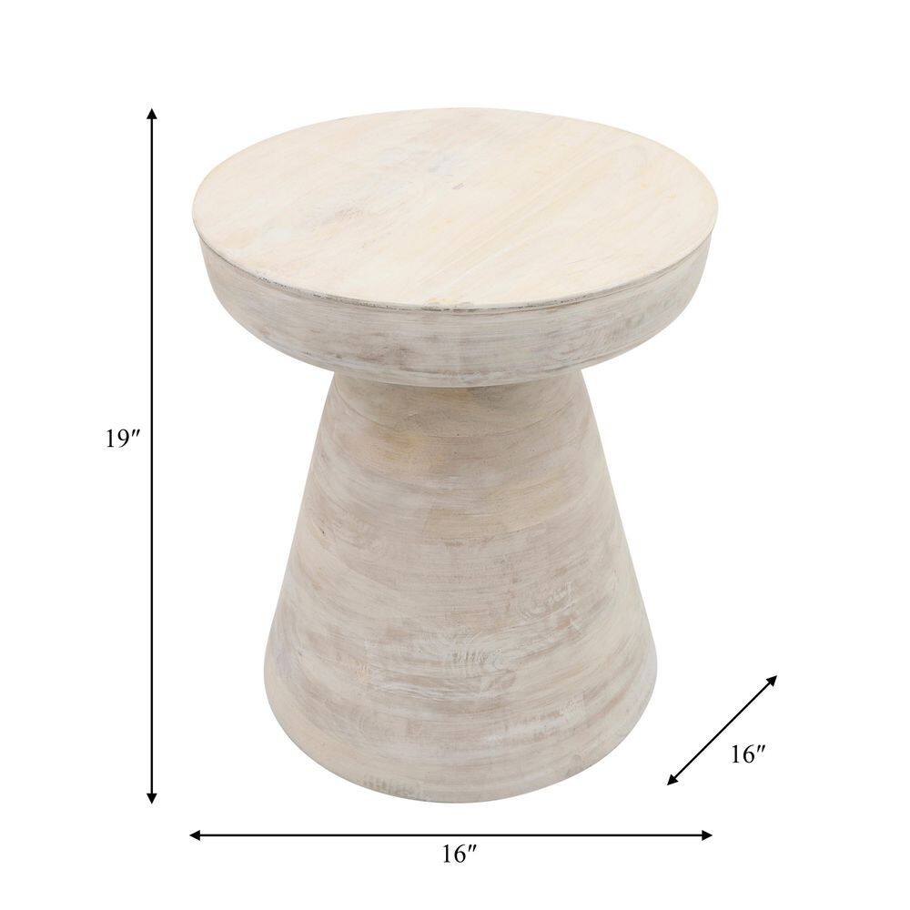 16 in. White Round Wooden Accent Table - thumbnail 10