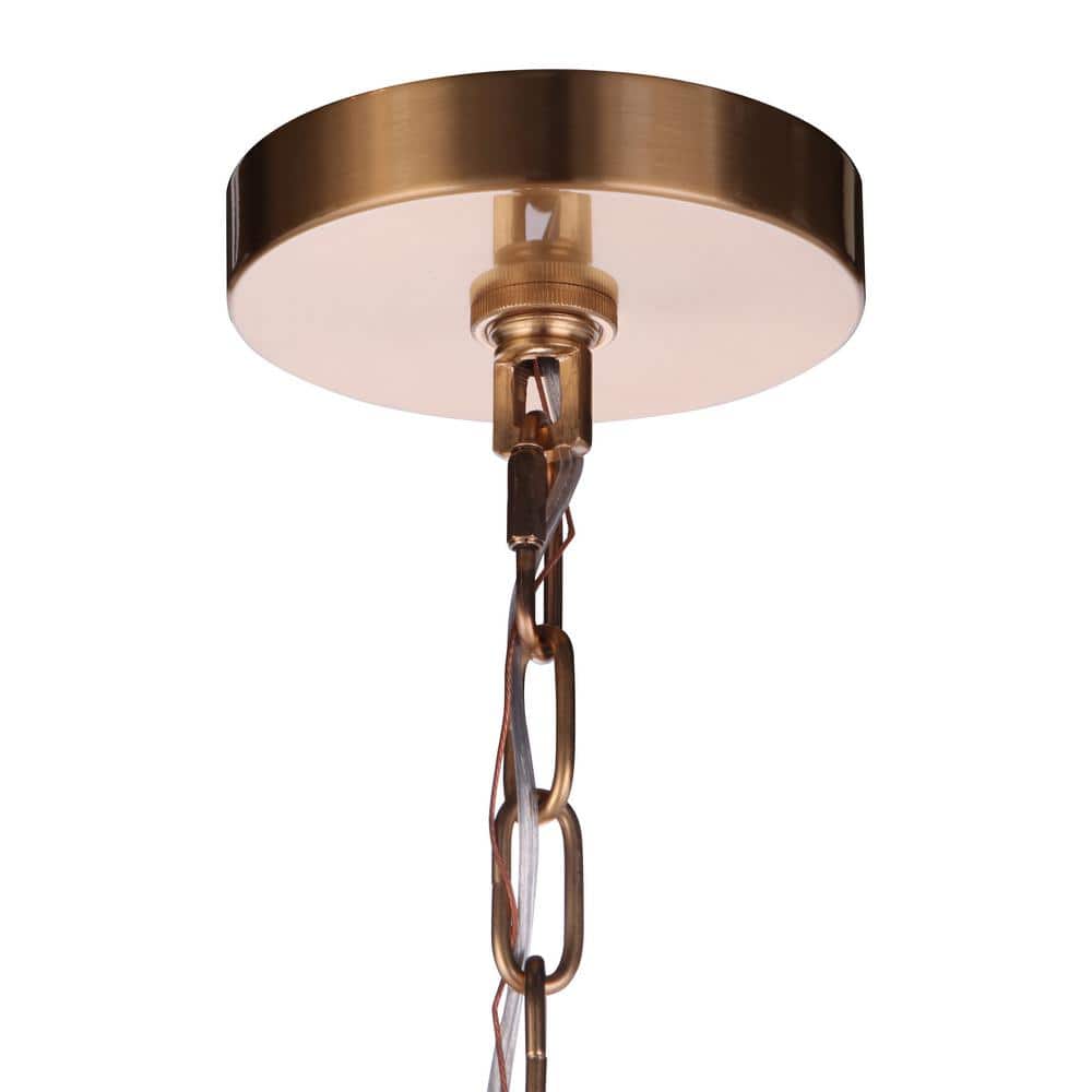 Elliot Satin Brass 5-Light Clear Glass Drum Pendant
