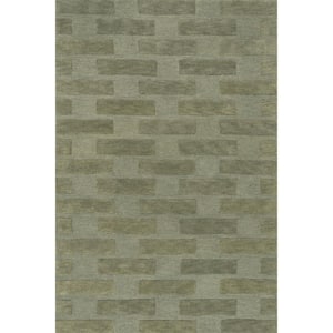 Emily Henderson Remy Crosshatch Wool Olive 6 ft. x 9 ft. Indoor/Outdoor Patio Rug