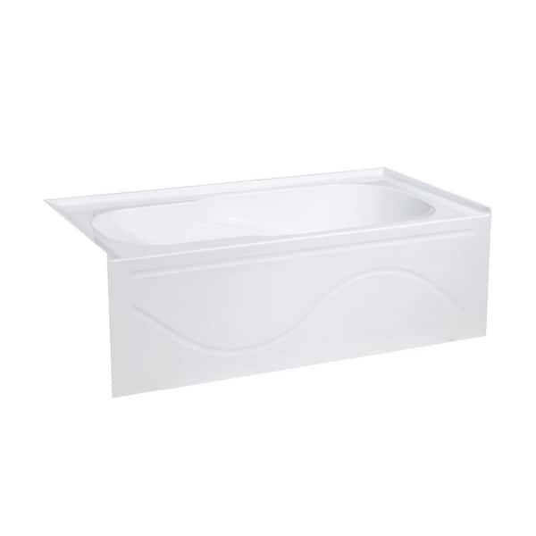 Ivy 60 in. x 30 in. Left Hand Drain Rectangular Alcove Soaking Bathtub with Apron Skirt in White