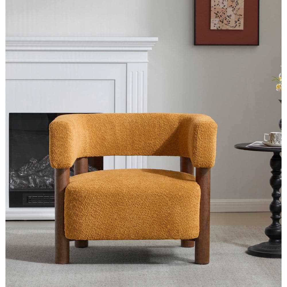 Harper & Bright Designs Yellow Boucle Upholstered Arm Chair with
