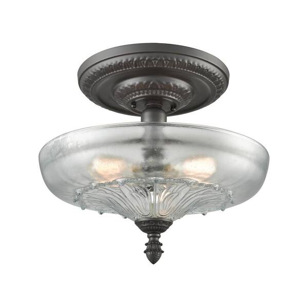 Titan Lighting Restoration 3-Light Large Oil Rubbed Bronze with Clear Glass Semi-Flushmount