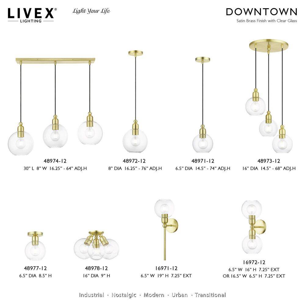 Satin Brass Globe Pendant with Clear Glass Shade