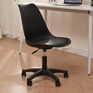 Modern Polypropylene (Plastic) Ergonomic Swivel Task Chair in Black with Adjustable Height, 5 Wheels