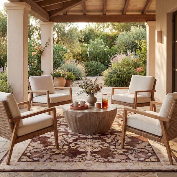 Talora Traditional Brick 5 ft. x 8 ft. Outdoor Area Rug