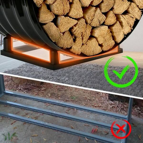 24 in. Heavy Duty Outdoor Firewood Rack with Cover Top HPDJ7L36DC