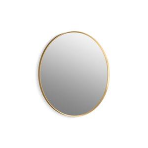 Essential 36 in. W x 36 in. H Round Framed Wall Mount Bathroom Vanity Mirror in Moderne Brushed Gold