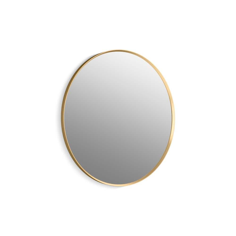 KOHLER Essential 36 in. W x 36 in. H Round Framed Wall Mount Bathroom Vanity Mirror in Moderne Brushed Gold