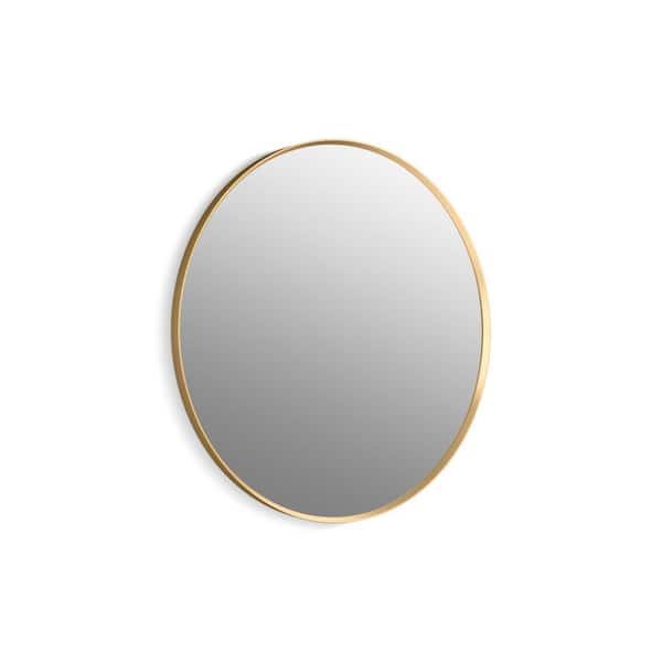KOHLER Essential 36 in. W x 36 in. H Round Framed Wall Mount Bathroom Vanity Mirror in Moderne Brushed Gold