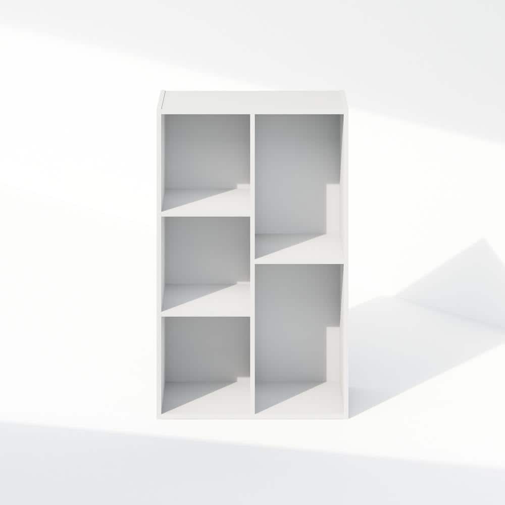 White 9-Shelf Vertical Cube Bookcase with Closed Back