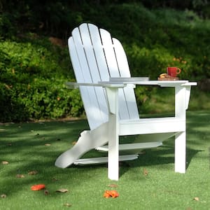 Moni Mahogany Wood White Adirondack Chair FREE Tray Table