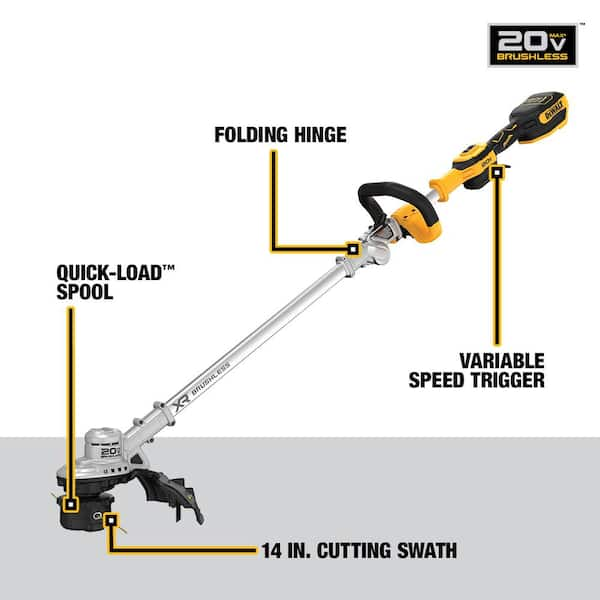 20V MAX 14 in. Brushless Cordless Battery Powered Foldable String Trimmer Kit with (1) 5 Ah Battery & Charger