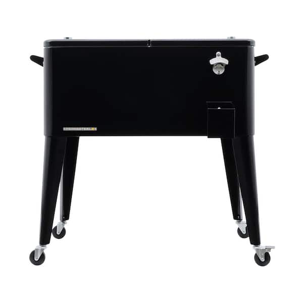 PERMASTEEL 80 qt. Black Classic Outdoor Rolling Patio Cooler with Wheels and Handles