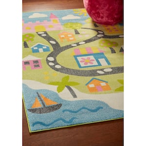 Whimsical Green/Blue 5 ft. x 7 ft. Indoor Area Rug