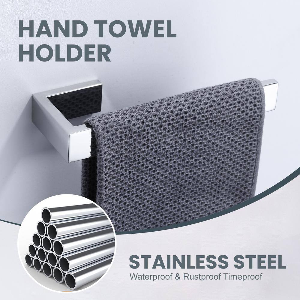 Polished Chrome 4-Piece Bathroom Hardware Set with Towel Bar