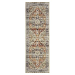 Garvee Grey 8 ft. x 10 ft. Machine Washable Floral Indoor Area Rug LS ...