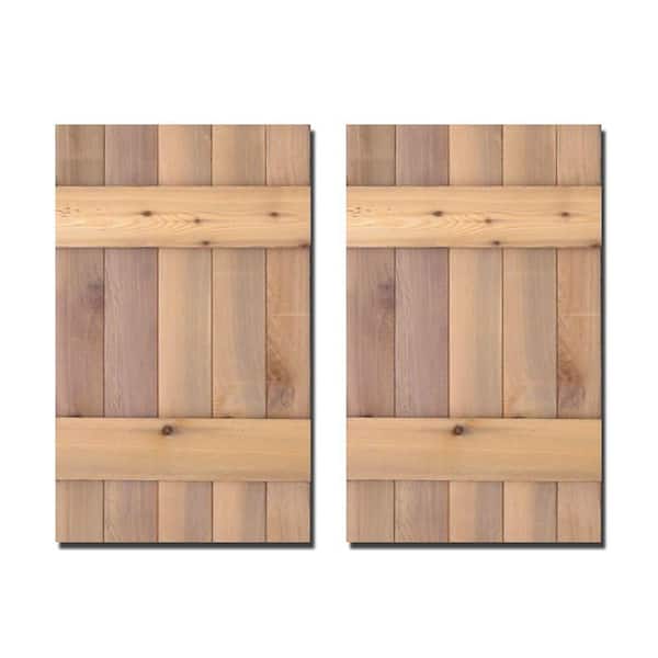 Design Craft MIllworks 15 in. x 25 in. Natural Cedar Board-N-Batten Baton Shutters Pair