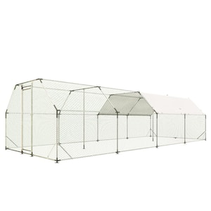 26 ft. x 10 ft. Silver Metal Canopy Walk in Outdoor Chicken Coop