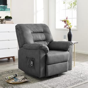 Gray Faux Leather Power Lift Recliner Chair with Remote Control and Footrest