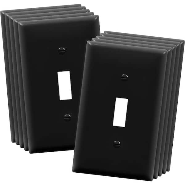 Etokfoks 1-Gang Black Toggle Switch Polycarbonate Plastic Wall Plate (10-Pack)