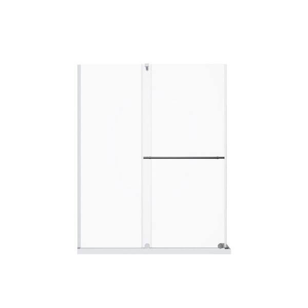 60 in. W x 72 in. H Sliding Semi-Frameless Shower Door in Chrome Finish with Clear Tempered Glass