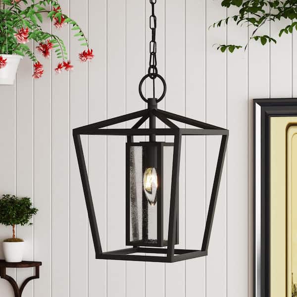 Kiyani 16 in. 1-Light Black Outdoor Pendant Light