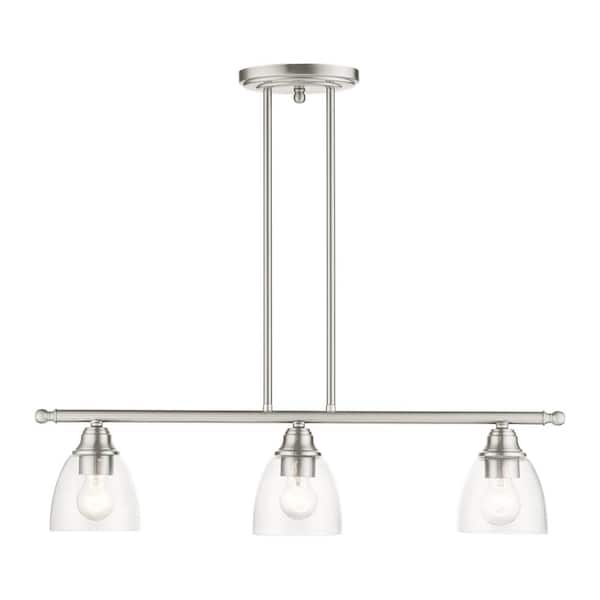 AVIANCE LIGHTING Grandview 3-Light Brushed Nickel Linear Chandelier with Clear Glass
