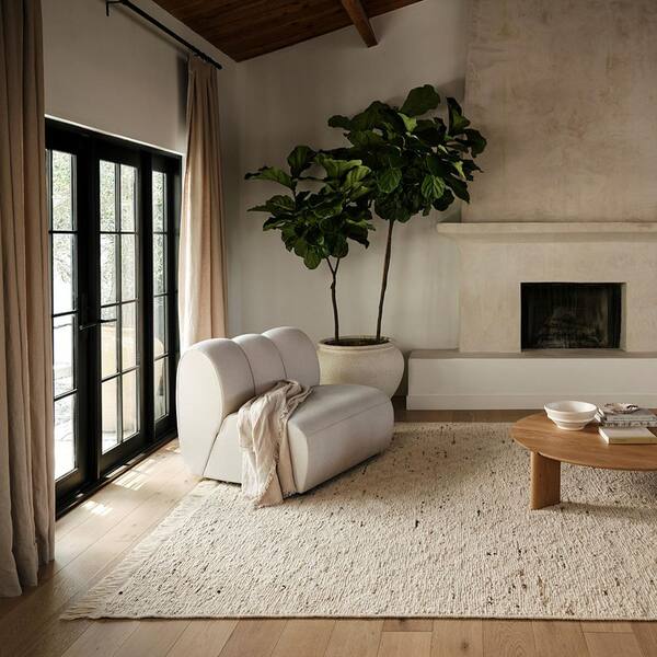 Frenshe Interiors JuJu Diamond Trellis Wool Ivory 9 ft. x 12 ft. Indoor/Outdoor Patio Area Rug